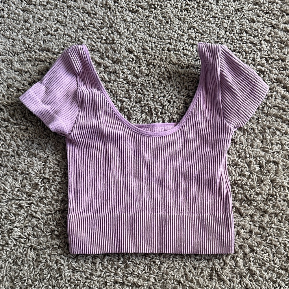 Trendy Boutique Lavender Ribbed Crop Top